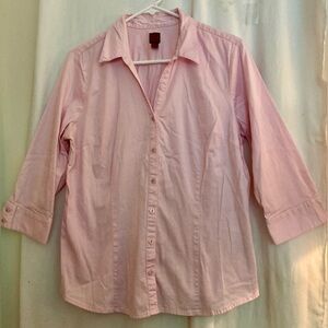212 Collection Cotton Stretch Light Pink 3/4 Sleeve Button Down Shirt Size XL